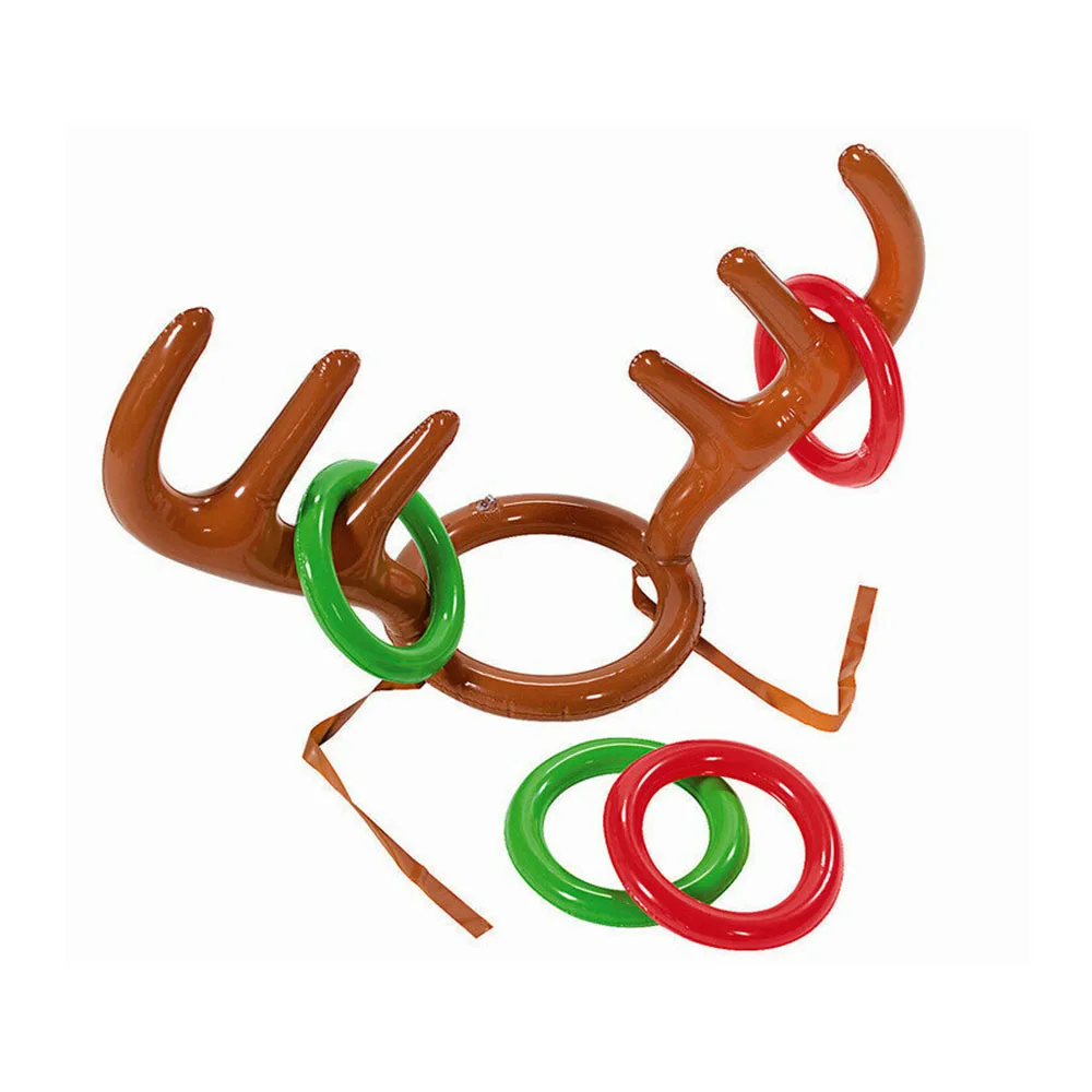 Inflatable Reindeer Antler Hat Ring Toss Game Kids Gift Christmas Family Game Toys Navidad Natal New Year Xmas Decor Noel 2024