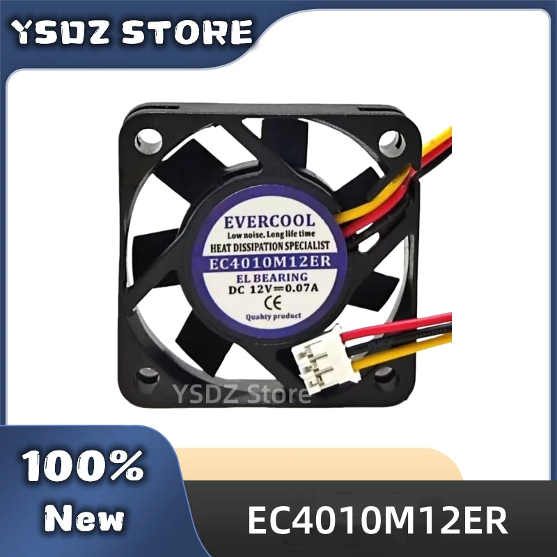 100%New EVERCOOL EC4010M12ER Server Cooling Fan High Air Silent CPU Power Supply Radiator Fan 12V 0.07A 4CM 4010 40x40x10mm