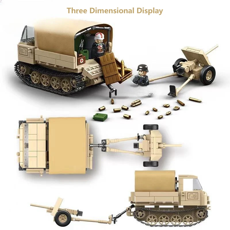 Armes militaires allemandes ROS/01 Track Tractor, odoranti-précieux, modèle PaK35/36, blocs de construction, briques, WW2, armée, jouet pour