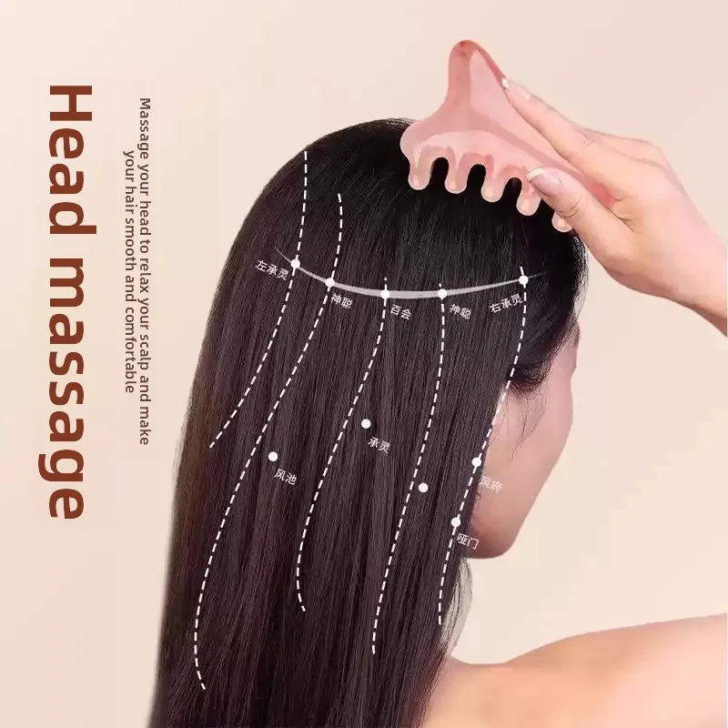 Head Massage Scalp Four-in-one Massage Comb Meridian Scalp Resin Scalp Massage Comb Head Unblocking Face Nose Massager Guasha