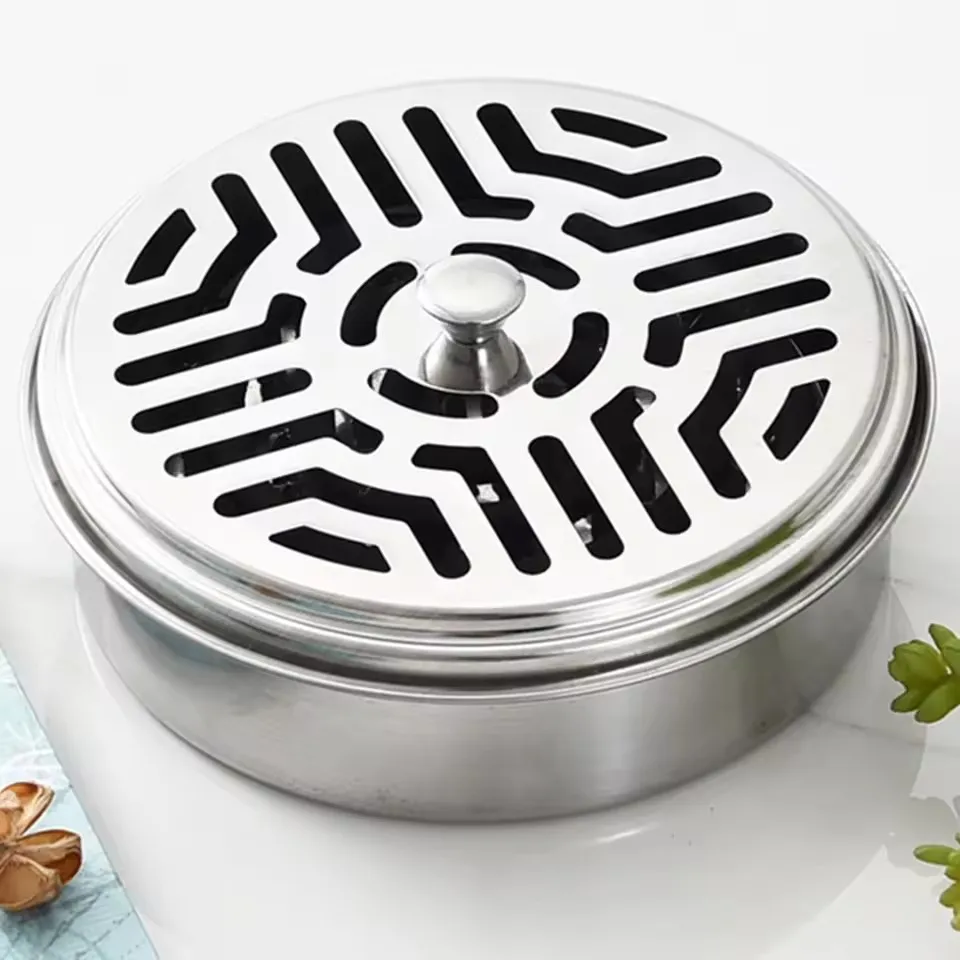 Stainless Steel Mosquito Coil Box with Metal Holder Fireproof  Anti-scalding Mosquito Coil Tray for Home Outdoor Picnic Travel