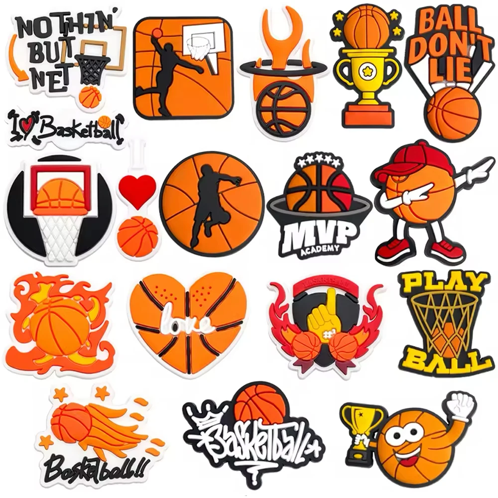 10-100 Stück Basketball-Serie Schuh-Charms Pins für Bubble Slides Clogs Sandalen Schuhzubehör Dekoration als Geschenk für Freunde – Detail 2
