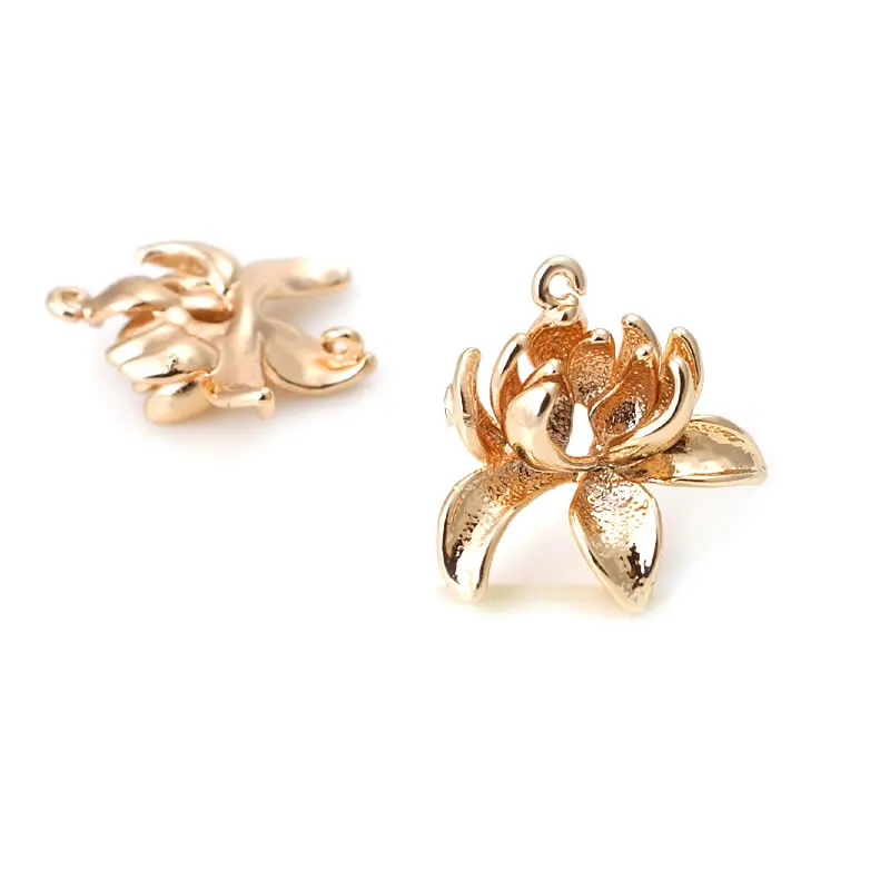 18K Gold Color Brass 2 Holes Flower Connect Charms Pendants High Quality Diy Jewelry Making Earrings Accessories for Women