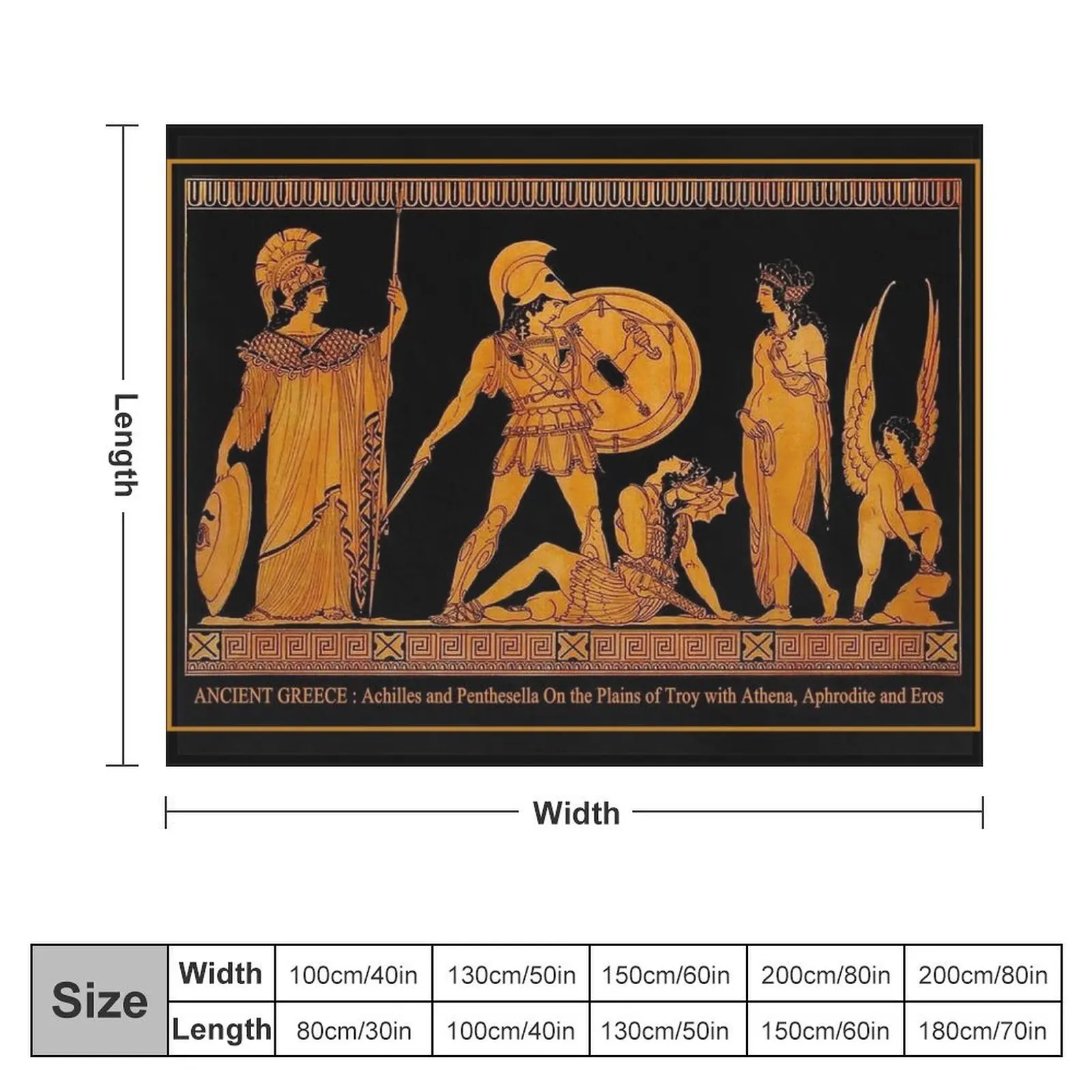 GREECE : Ancient God and Goddess Frieze Print Throw Blanket Soft Beds Stuffeds Beautifuls for babies Blankets