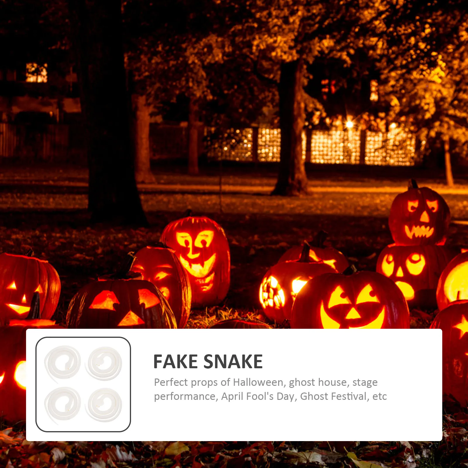 Artificial Snake Prank Props 4 Pack Realistic Flexible Halloween Party Decor Photo Accessories
