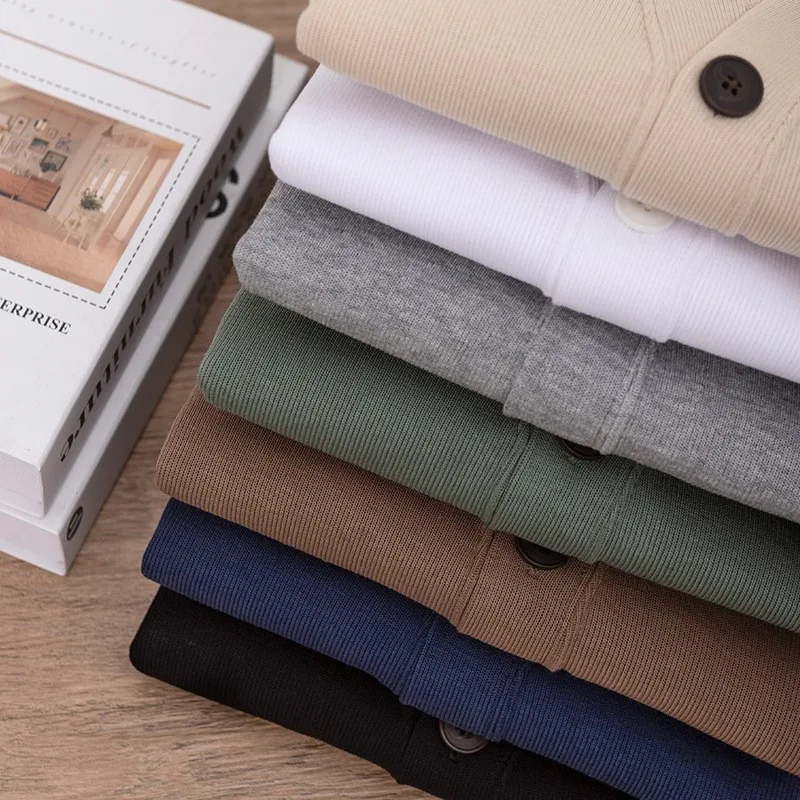 Men'S Cardigan Knit Sweater Long-Staple Cotton Loose Casual Non-Iron High-Quality Men'S Sweater