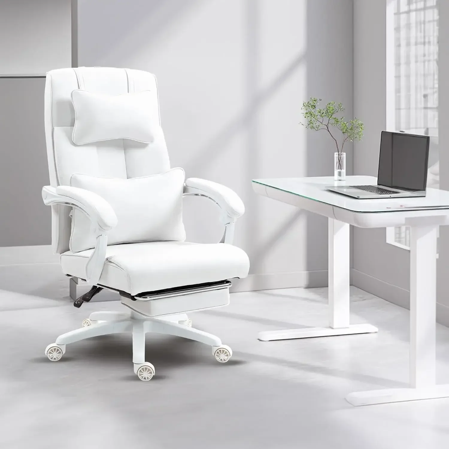 

Dowinx Executive Office Chair Big and Tall Fabric with Footrest, Ergonomic Computer Chair Back Support, High Back Home Office.