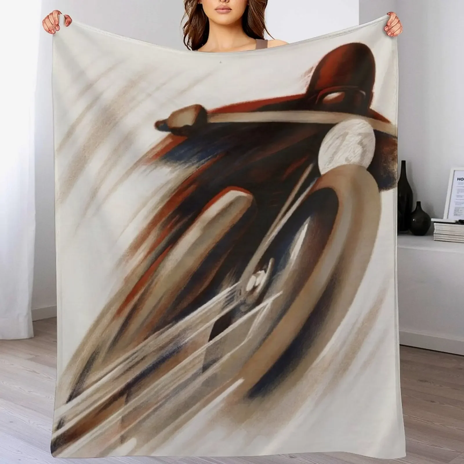 Art Deco Swiss motorcycle advert motor sport Throw Blanket All Weather Soft Throw Blanket for Sofa