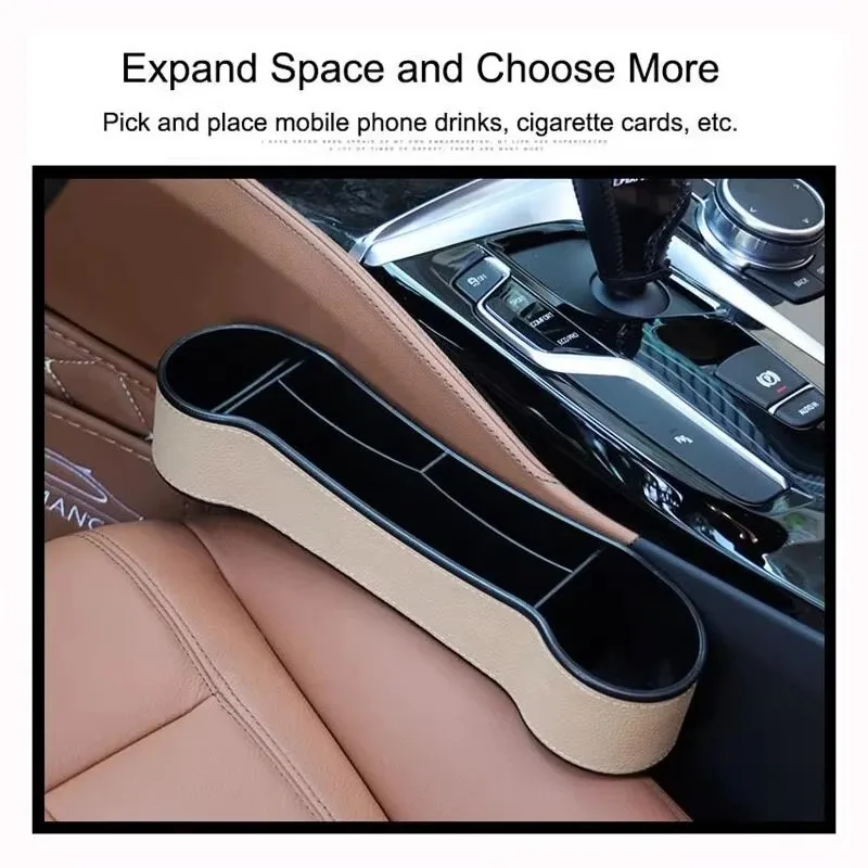 1PCS Leder Auto Sitz Lücke Lagerung Box Sitz Spalt Organizer Auslaufsicher Halter Für Brieftasche Telefon Auto Lagerung box Auto Zubehör