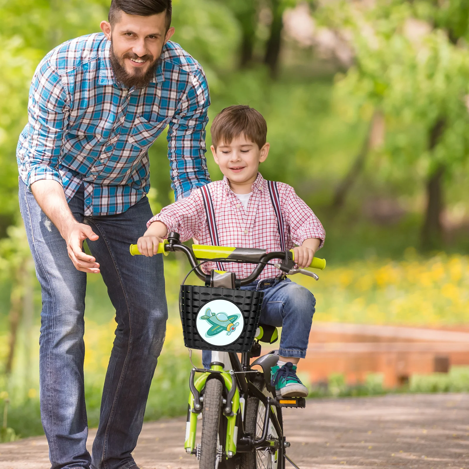 1pc Plastic Children Basket Detachable Bike Storage Basket for Kids Bike(Black) bike basket plastic bike basket