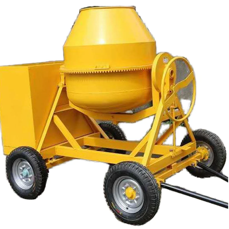 New Electric/Diesel Small Vertical Horizontal Concrete 500L Mixer 4-Wheel Traction Cement Machine Home Use Competitive