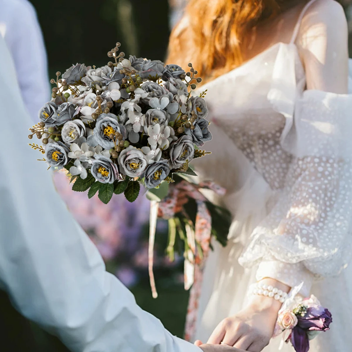 1 قطعة ورود مقلدة، عيد الحب، الزفاف، عيد الأم، عيد الشكر، الربيع ديكور المنزل الداخلي والحديقة الخارجية #5