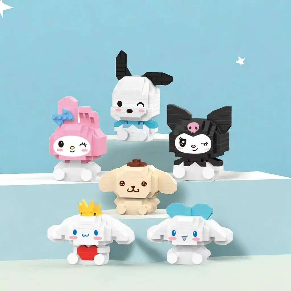 Klocki konstrukcyjne Sanrio Hello Kitty Kuromi Cinnamoroll Pompompurin Pochacco Mini Puzzle do montażu Zabawki Klocki Prezenty urodzinowe dla dzieci