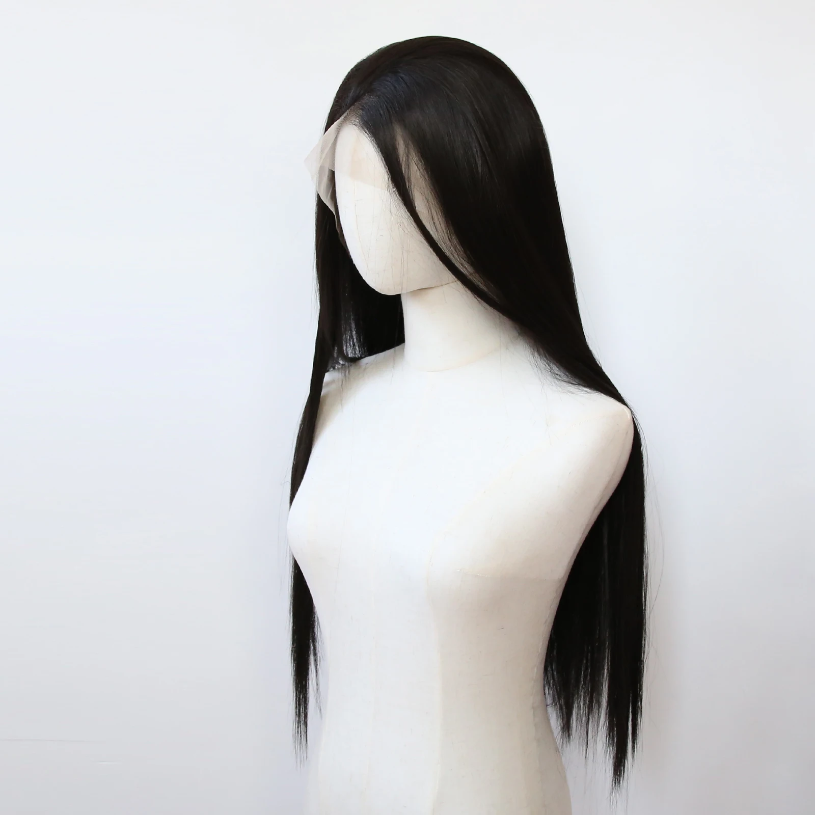 Natural Black 13x6inch Synthetic Lace Front Wig Long Straight Jet Black Lace Front Synthetic Wig Pre Plucked Natural Hairline