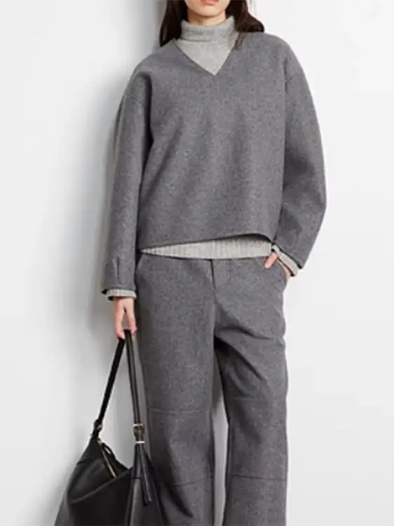 Lente nieuwe collectie dames Faion Sweatshirt V-Ne Fce hoodie en wijde pijpen broek lange Sve lange broek set