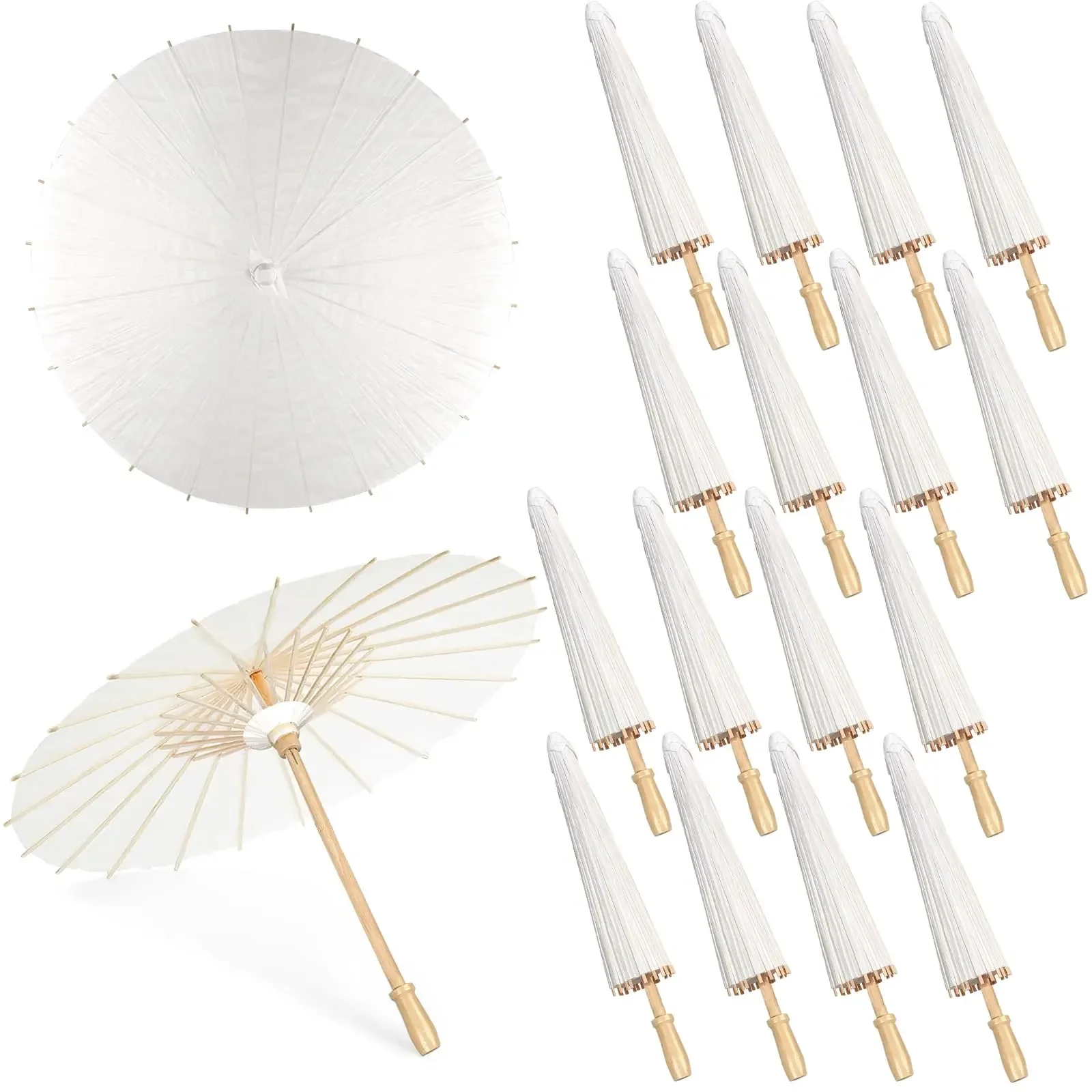 60/84cm Wedding Paper Umbrellas Chinese Wooden handle  White Umbrella DIY Photography Props For Baby Shower Party  Decoration