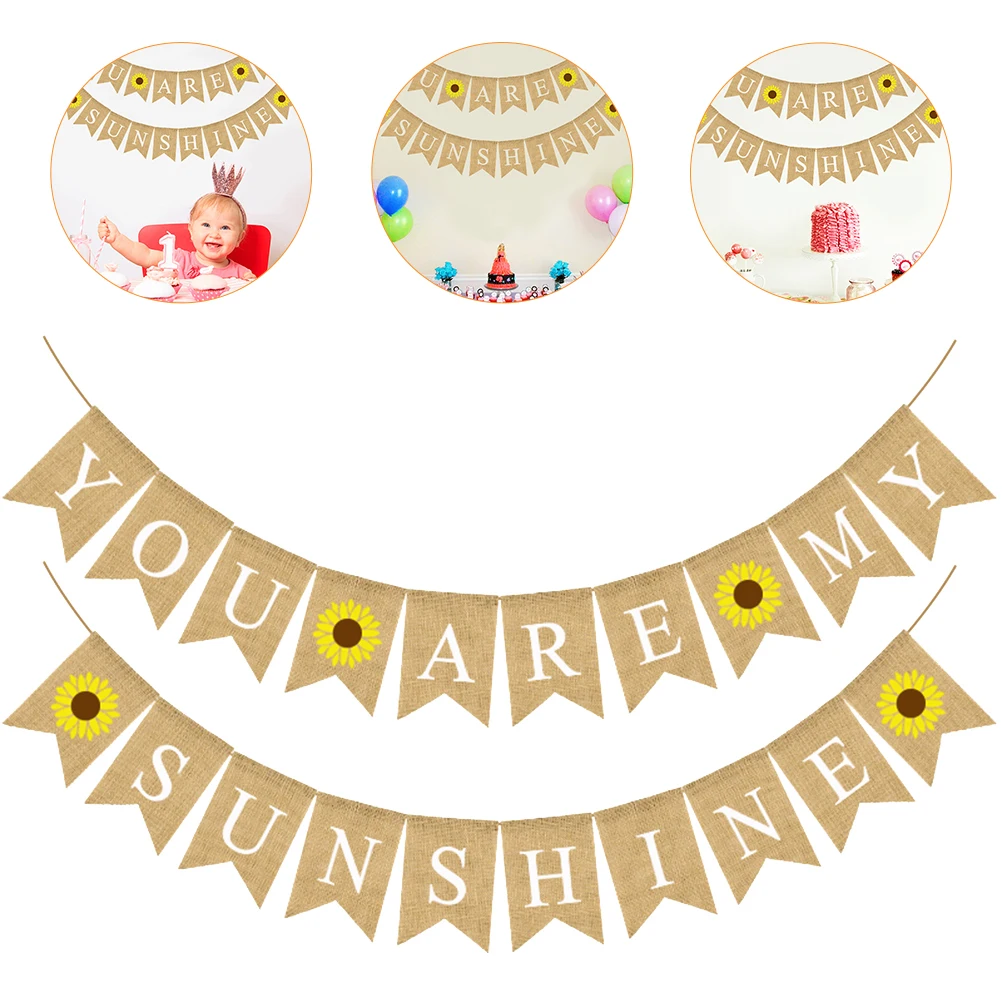

Birthday Party Banner Decorative Wall nament Gold Cloth Hanging Background Themed Celebration Flag Home DIY