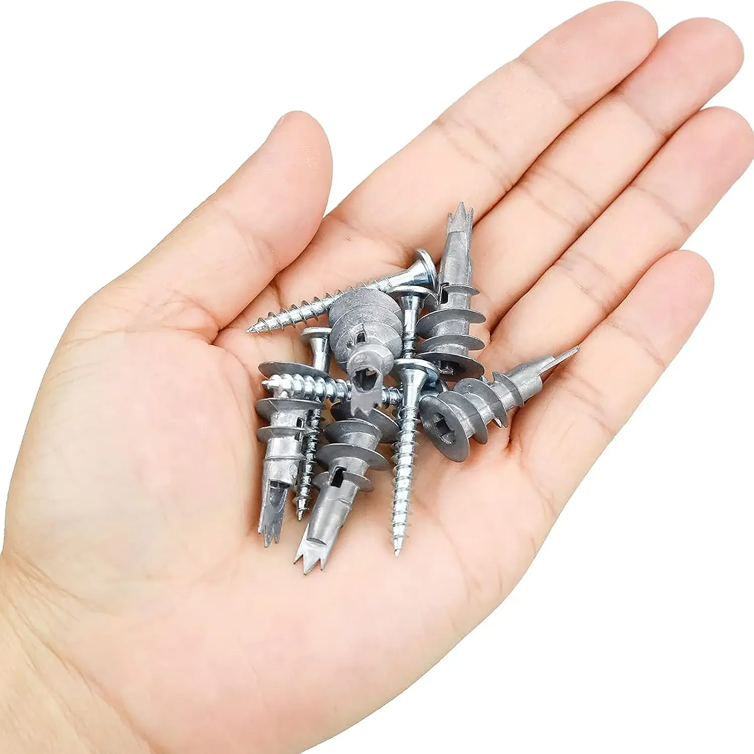 Zinc Alloy Plasterboard Drywall Anchor, Self-Drilling Wall Plug with Tapping Screw, Hollow Wall Bolt, 120Pcs