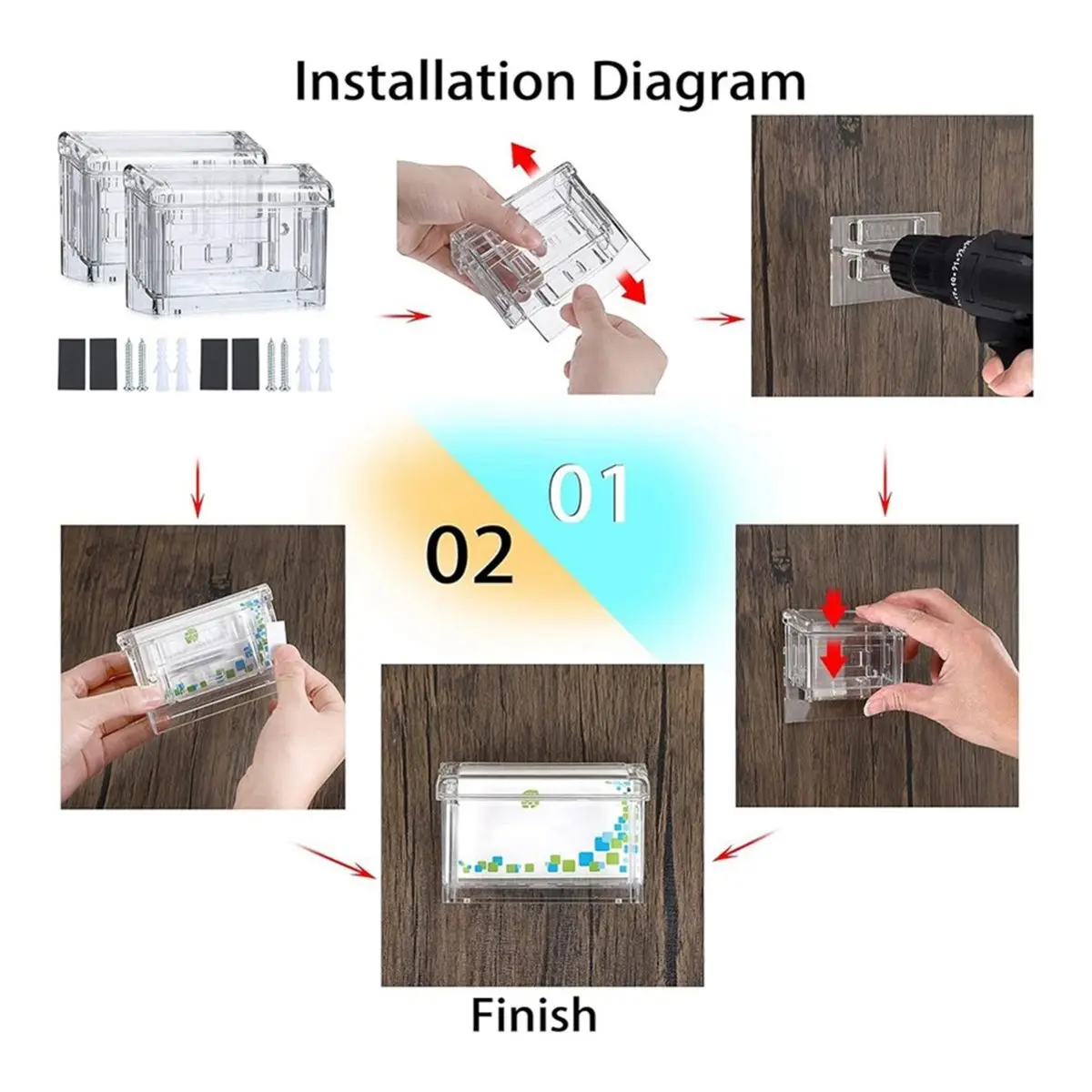 2026 New 2PCS Outdoor Business Card Holder Clear Acrylic Name Card Display Box Wall Mount Marketing Holder Case with Cover