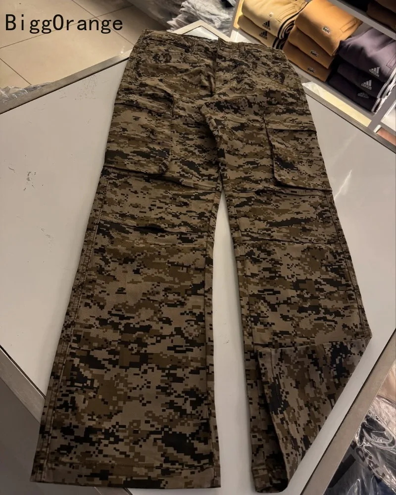 

American Harajuku Retro Camouflage Fashionable Casual Straight Wide-leg Pants Men Street Hip-hop Loose Multi-pocket Jeans Women