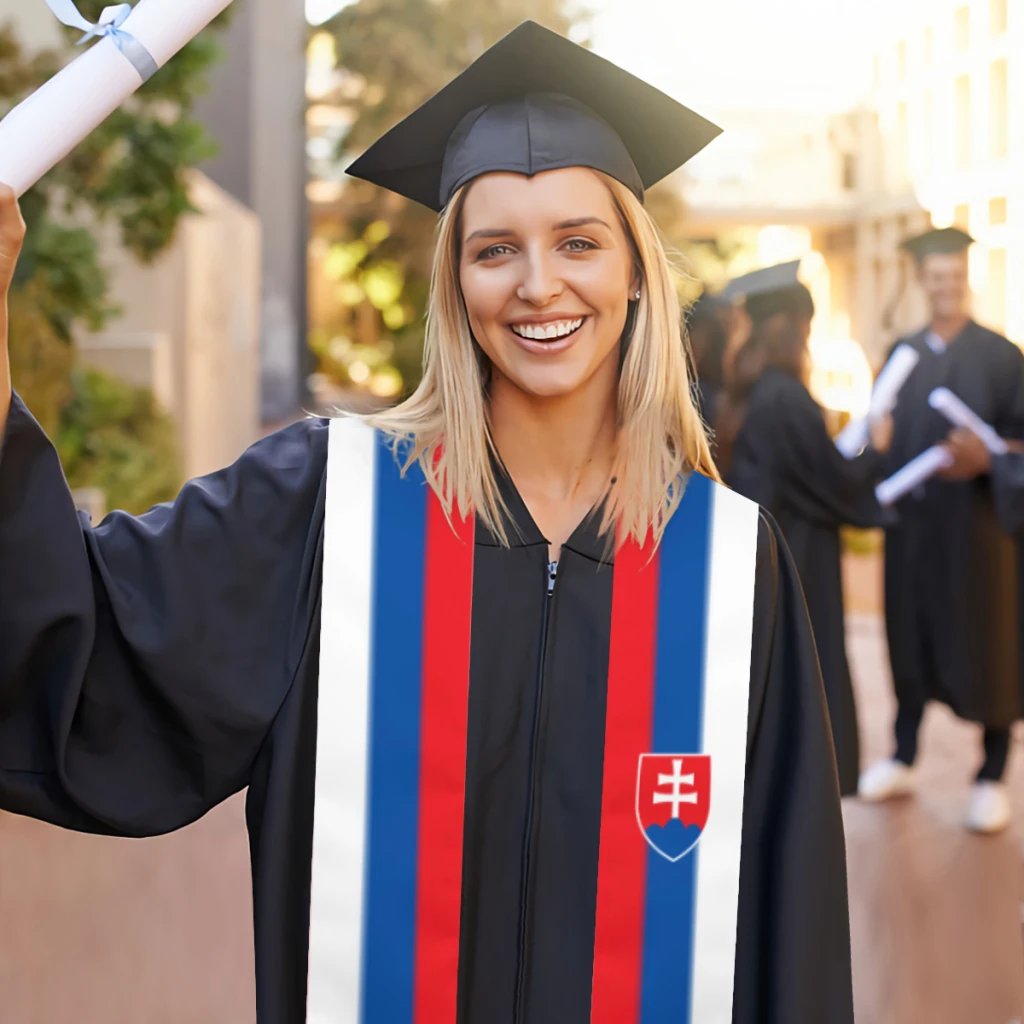 Faixa de formatura bandeira da eslováquia cachecol xale roubou safira azul com listra estrela vestido de solteiro acessório fita 180*14cm