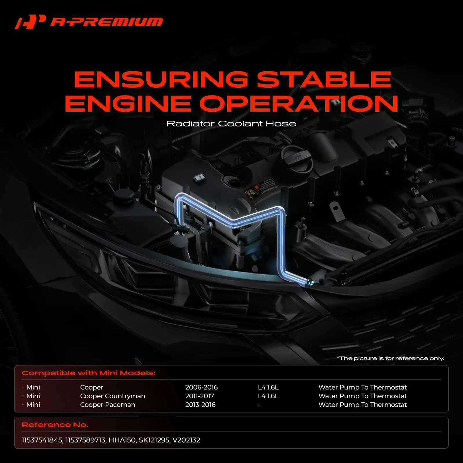 A-Premium Water Pump To Thermostat Radiator Hose for Mini Cooper 2006-2016 Cooper Paceman 2013-2016 Cooper Countryman 2011-2017