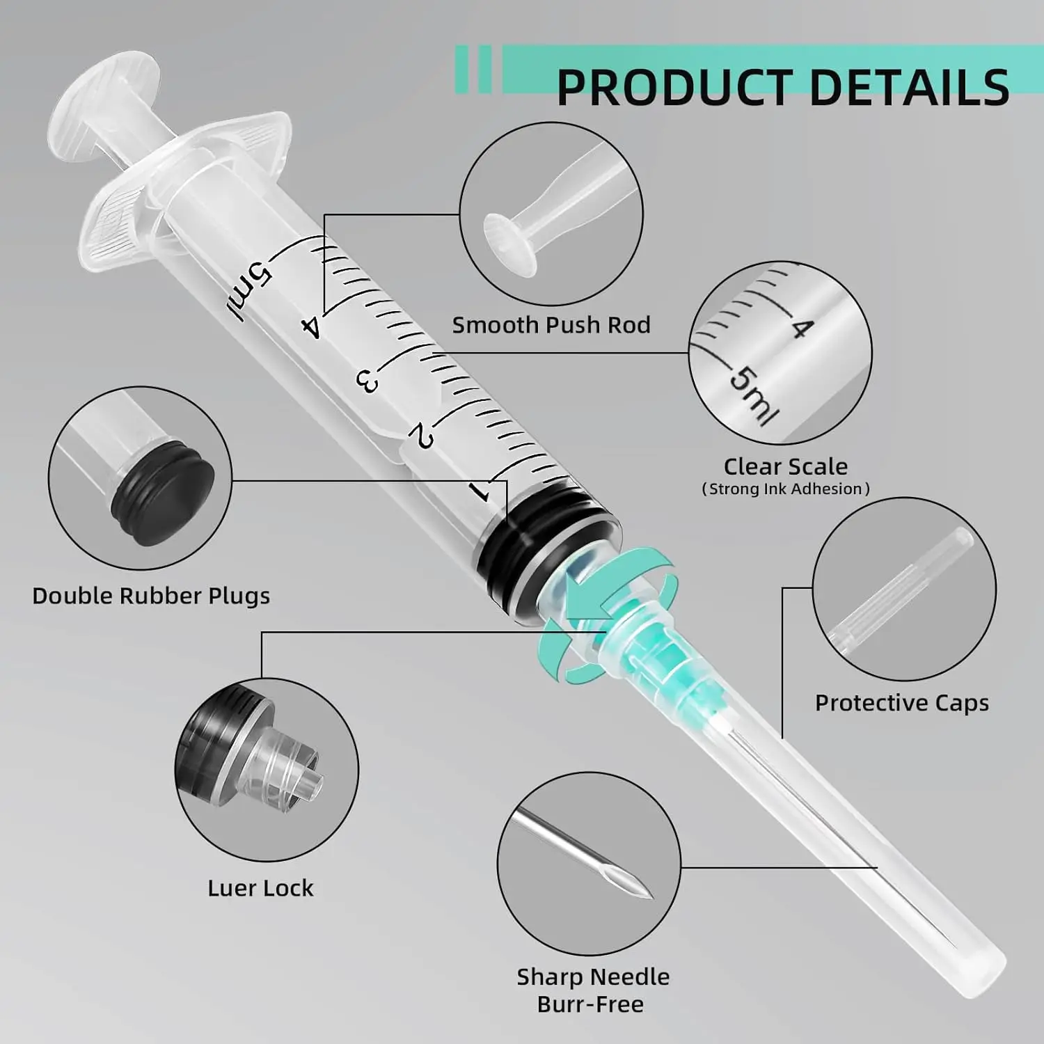 5ml Luer Lock Syringe, Suitable for Pets and Farm Animals, Industrial Use, Laboratory Dispensing, Crafts, DIY Clothing Supplies, Nail Art, Rhinestone Application, Laboratory Dispensing, Industrial Feeding, Pet Feeding, Multi-Purpose, Scientific Laboratories, Plant Irrigation, Aquarium Water Change Syringe view 4