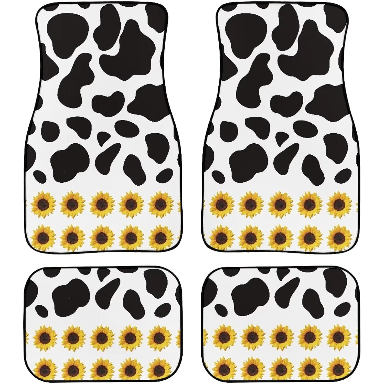 Set Of 4 Auto Floor Mats, Durable Car Mat Collection, Universally Compatible For SUV And Truck, Decorative Additions (Sunflower
