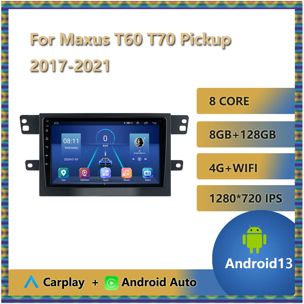 Car Radio For MAXUS T60 T70 Pickup 2017 - 2021 Wireless Carplay Android Auto 2 Din GPS Navigator Wi-Fi FM BT Stereo Bluetooth FM