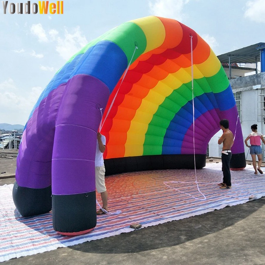 Ruban de tente demi-breton arc-en-ciel gonflable de haute qualité, fini coloré, utilisé pour les événements et les expositions, diamètre de 8m