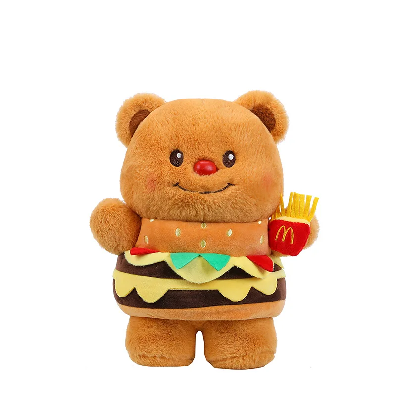 Orso giocattolo di peluche con hamburger e design al burro Compleanno per bambini Regalo di Natale Cuscino per ufficio Cuscino per decorazioni per la casa per bambini all'ingrosso
