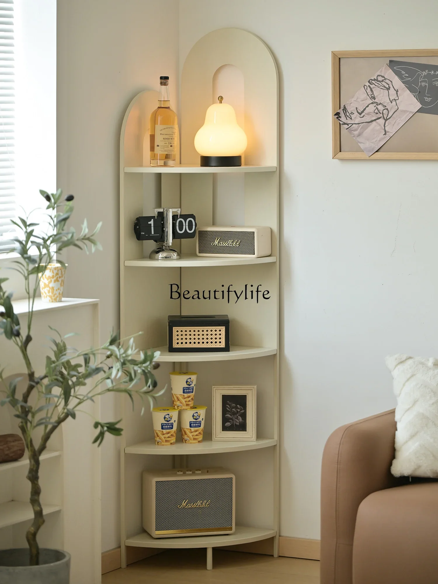 

yj32 Living room wrought iron corner bookshelf against the wall floor storage shelf