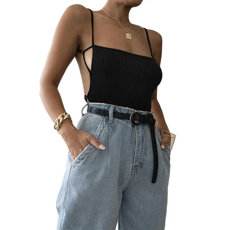 

2024 Solid Color Inner Layer Sexy Style Small Tank Top, Spicy Girl Pullovers Outer Wear Suspender Top