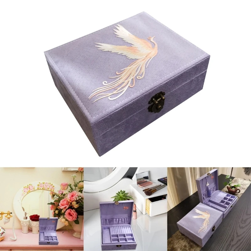 Elegant Chinese Styles Sturdy Lint Jewelry Holder Large Capacity Storage Organizers Accessory for Various Ornaments