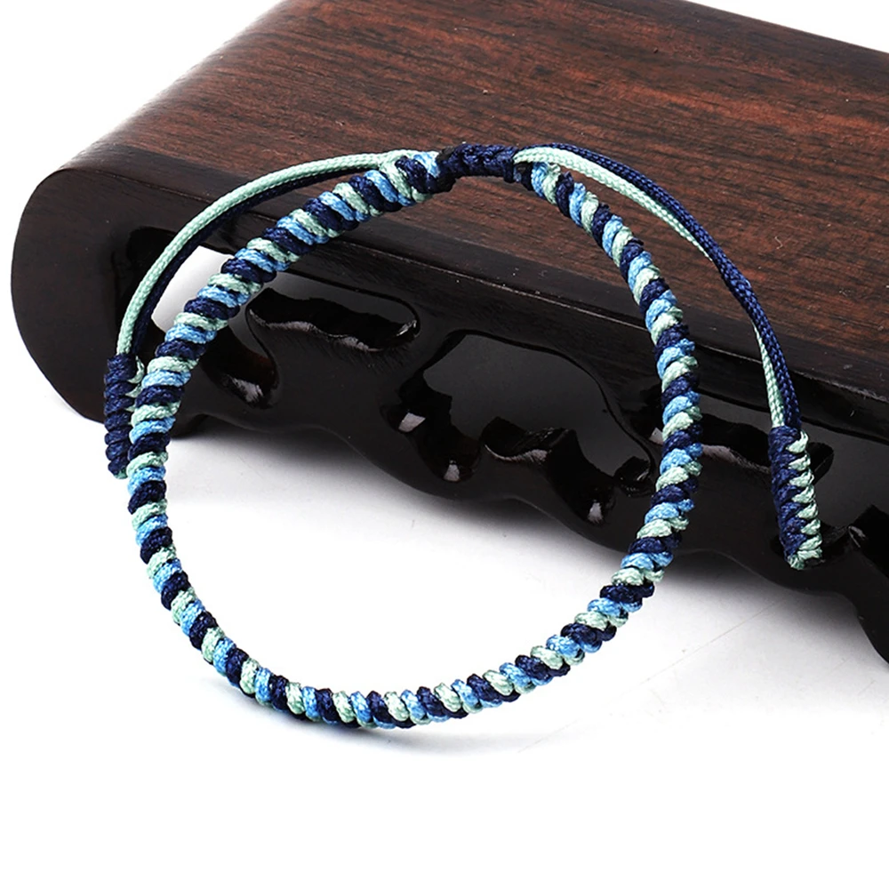 Handmade Tibetan Buddhist Lucky Tibetan Bracelets Simple Blue Rope Knot Bracelet Friendship Bracelet for Men and Women Gifts