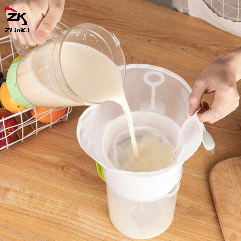 (ZYDD01) 1Pcs Soy Milk Filter Net Bag Nylon Liquid Filter Net Bag Milk Coffee Filter Net Bag Reusable Squeeze Mesh Kitchen Tool