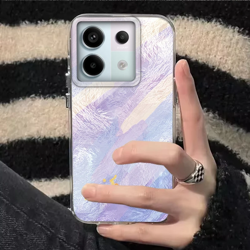 Graffiti Purple Brown Women Phone Case For Xiaomi Poco X7 X5 M6 X6 X3 NFC M2 M5s M6 Pro C61  Women Shockproof Funda Cover Coque