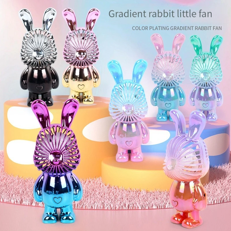 Gradual rabbit small fan creative USB handheld fan mini portable office student desktop outdoor summer girls kindergarten toys