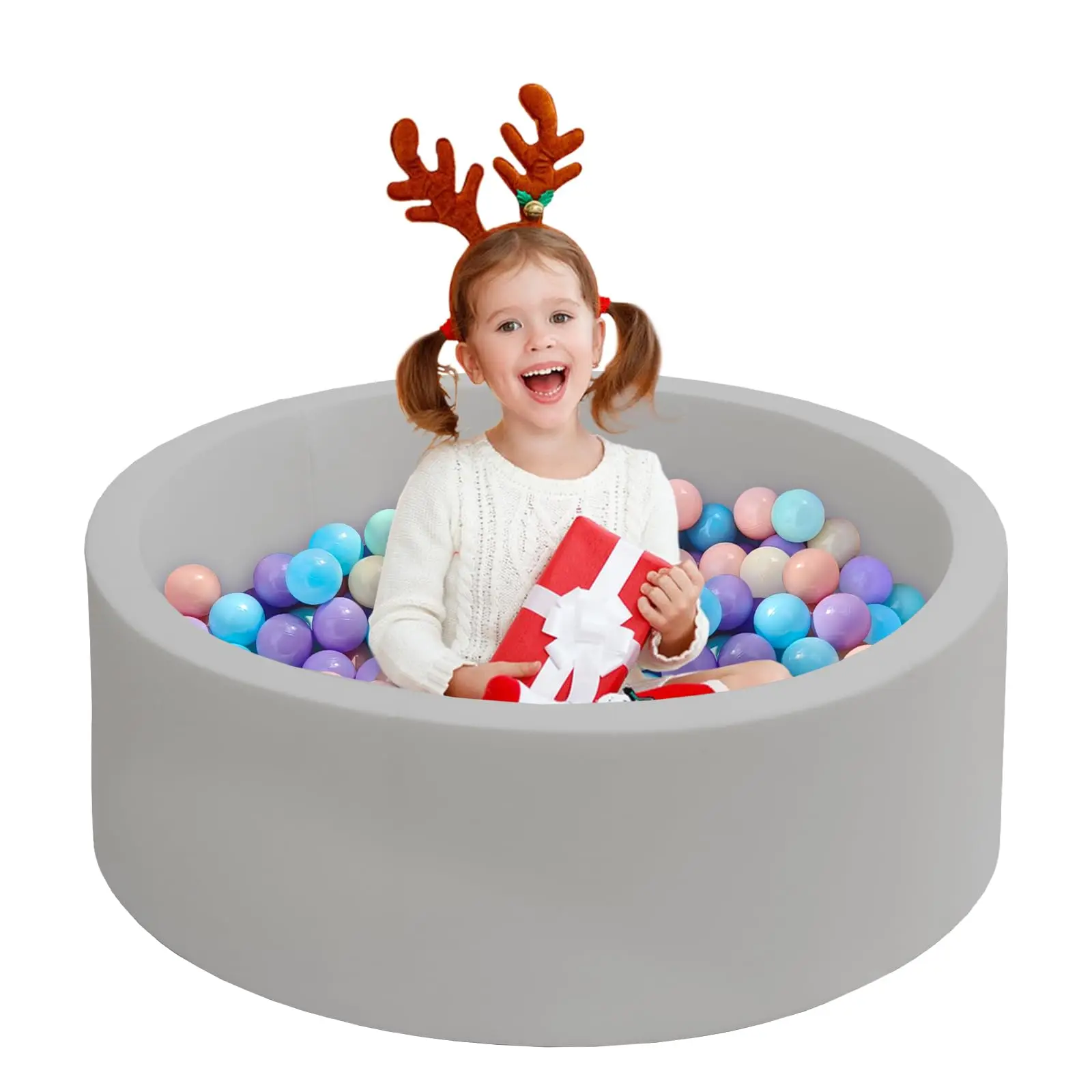 

Soft Ball Pit for Toddler, 35" x 12" Foam Ball Pit with Removable Cover, Indoor Memory Sponge Round Ball Without Balls