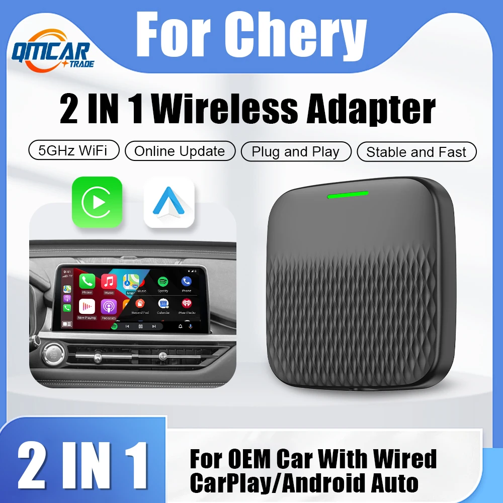 Carplay Box sans fil Android Auto, WiFi, Bluetooth Plug and Play, 2 en 1, Chery Arrizo 5, Arrizo 7, Tiggo 3, Tiggo 3X, Tiggo 5X, 2024