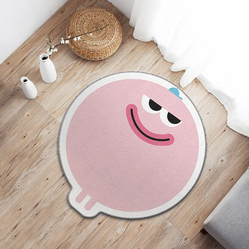 

Fun Cartoon Carpet Imitation Cashmere Bedroom Bedside Carpet Balcony Chair Floor Mat Cute Monster Round Soft Mat Bedroom Decor