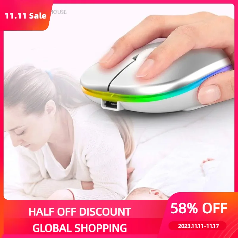 

New Bluetooth Dual-mode wireless mouse charging luminous computer notebook office mute wireless Wireless Mouse