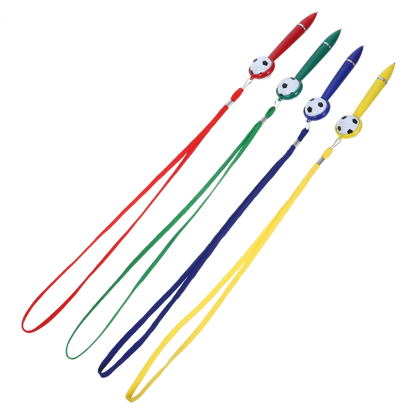 

4 Pcs Ballpoint Pen Lanyard Office Writing Pens Hanging Neck Multicoloured for Students Plastic Football