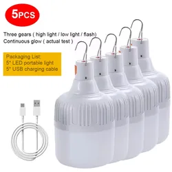 Camping Bulbs USB Rechargeable LED Lamp Outdoor Bulbs Emergency Light Hook Up Fishing Portable Lantern Night Lights