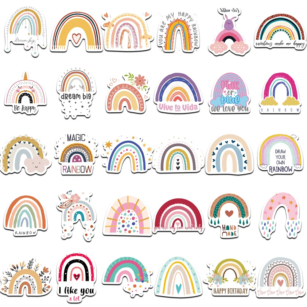 60PCS Cartoon Rainbow Bridge Stickers for Girl Children Classic Toys DIY Laptop Fridge Phone Skateboard Bike Decals Sticker