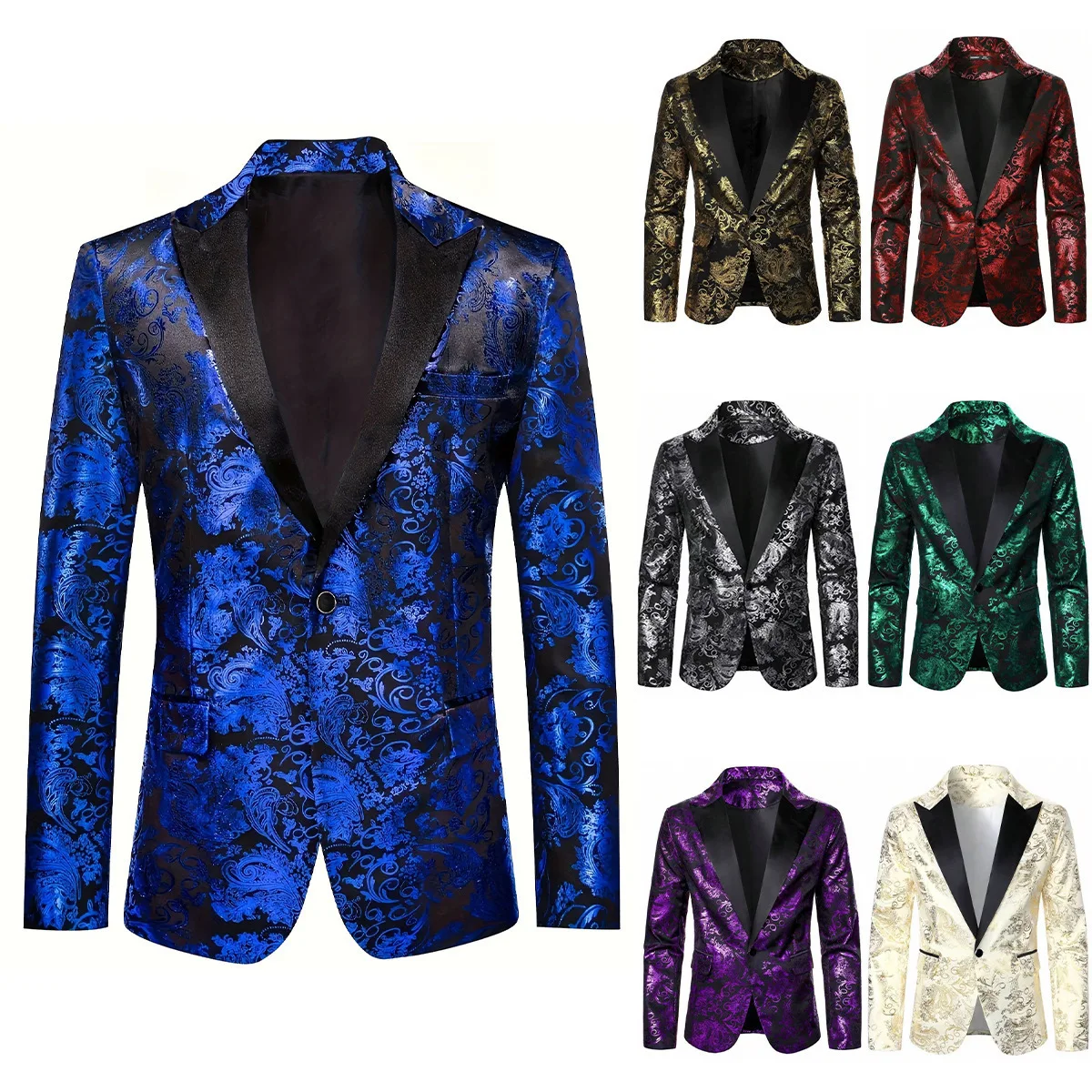 New Cashew Flower Bronzing Blazer Men's Fashion Personalized Suit Top Coat