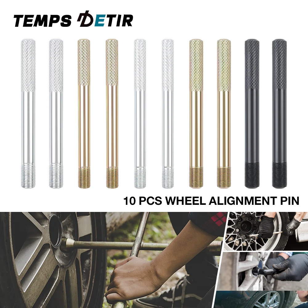 

10 шт. портативных штифтов для регулировки колес, штифтов для регулировки колесных подвесок, инструментов для монтажа и демонтажа ступиц колес, для различных типов шин, антикоррозийных, прочных