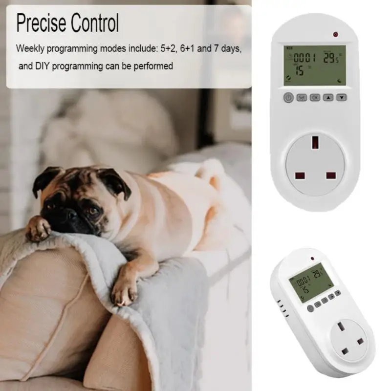 Programmable Electric Floor Heating Plug Remote Control Smart Heater Plug Lcd Light Display Tuya Wifi Thermostat Socket 16a