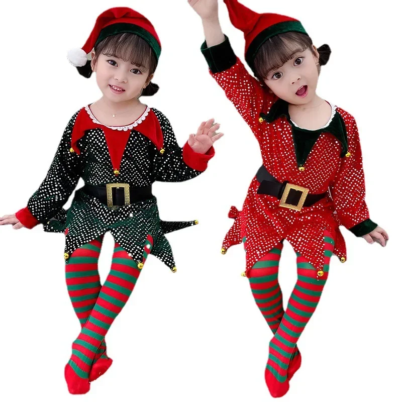 

Christmas Clothing Children's Clothing Girls' Dress Red Green Elf Christmas Theme Baby and Child Photo Clothing