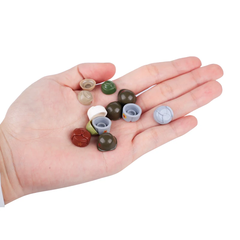 MOC WW2 Military Army Soviet Soldier Figures Helmet Cap Accessories Building Blocks Warrior Infantry Headwear Bricks Toys Gifts